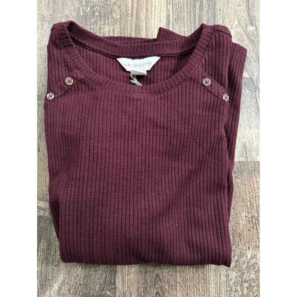 Liz Claiborne Womens Burgundy Crew Neck Casual Soft 3/4 sleeve sweater  sz Lrg - Picture 7 of 7